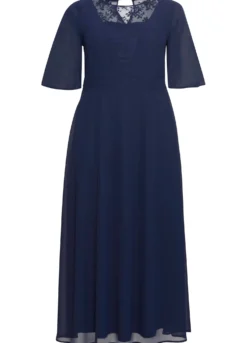 Abendkleid aus Chiffon, mit Spitzen-Einsatz