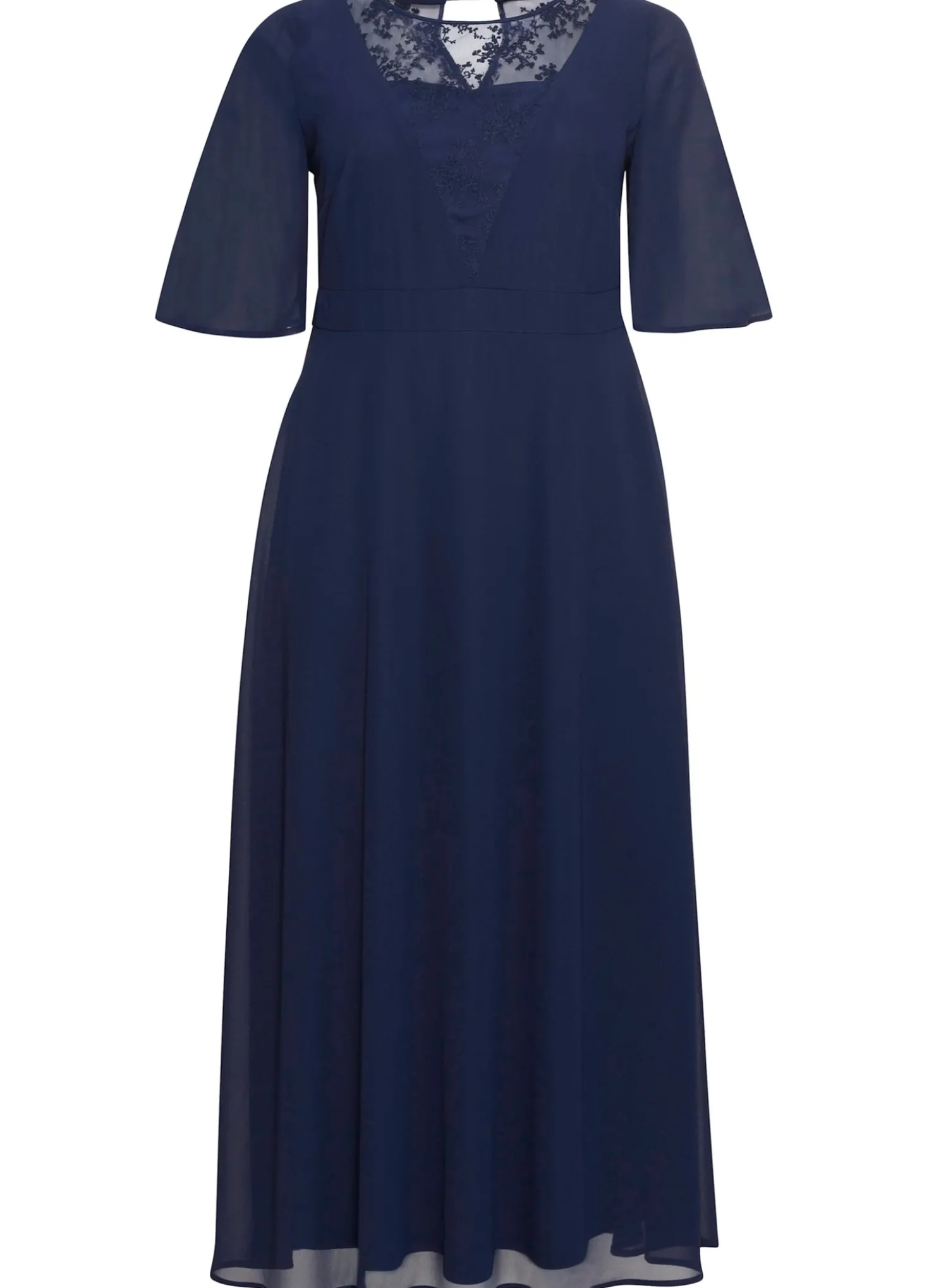Abendkleid aus Chiffon, mit Spitzen-Einsatz