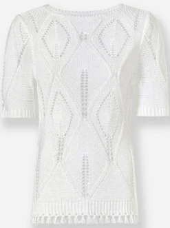 Ajourpullover im Strickmuster-Mix