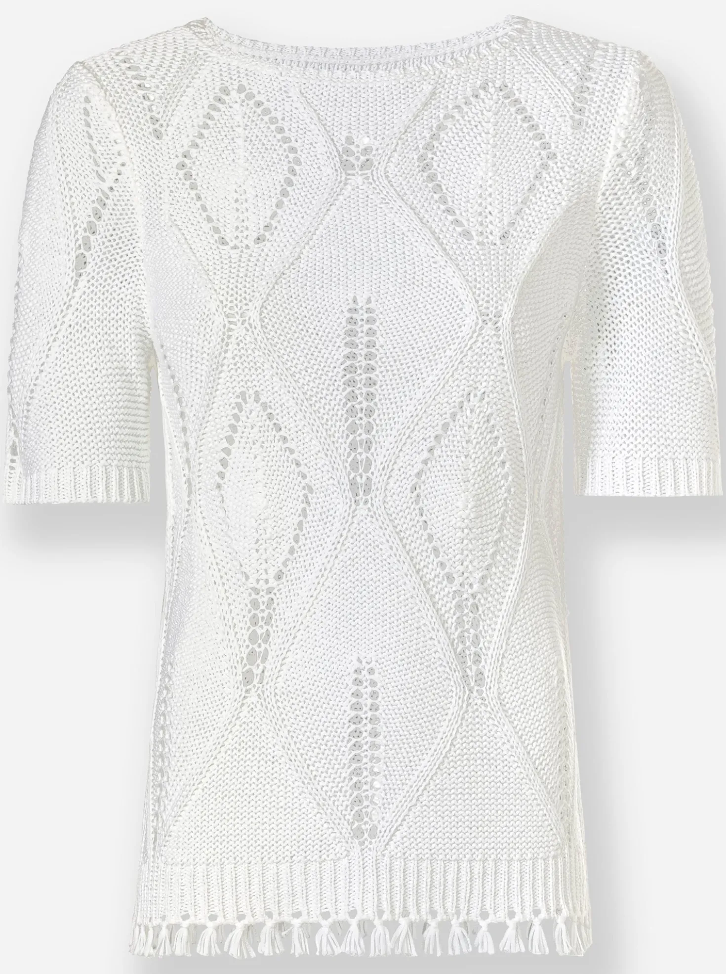 Ajourpullover im Strickmuster-Mix