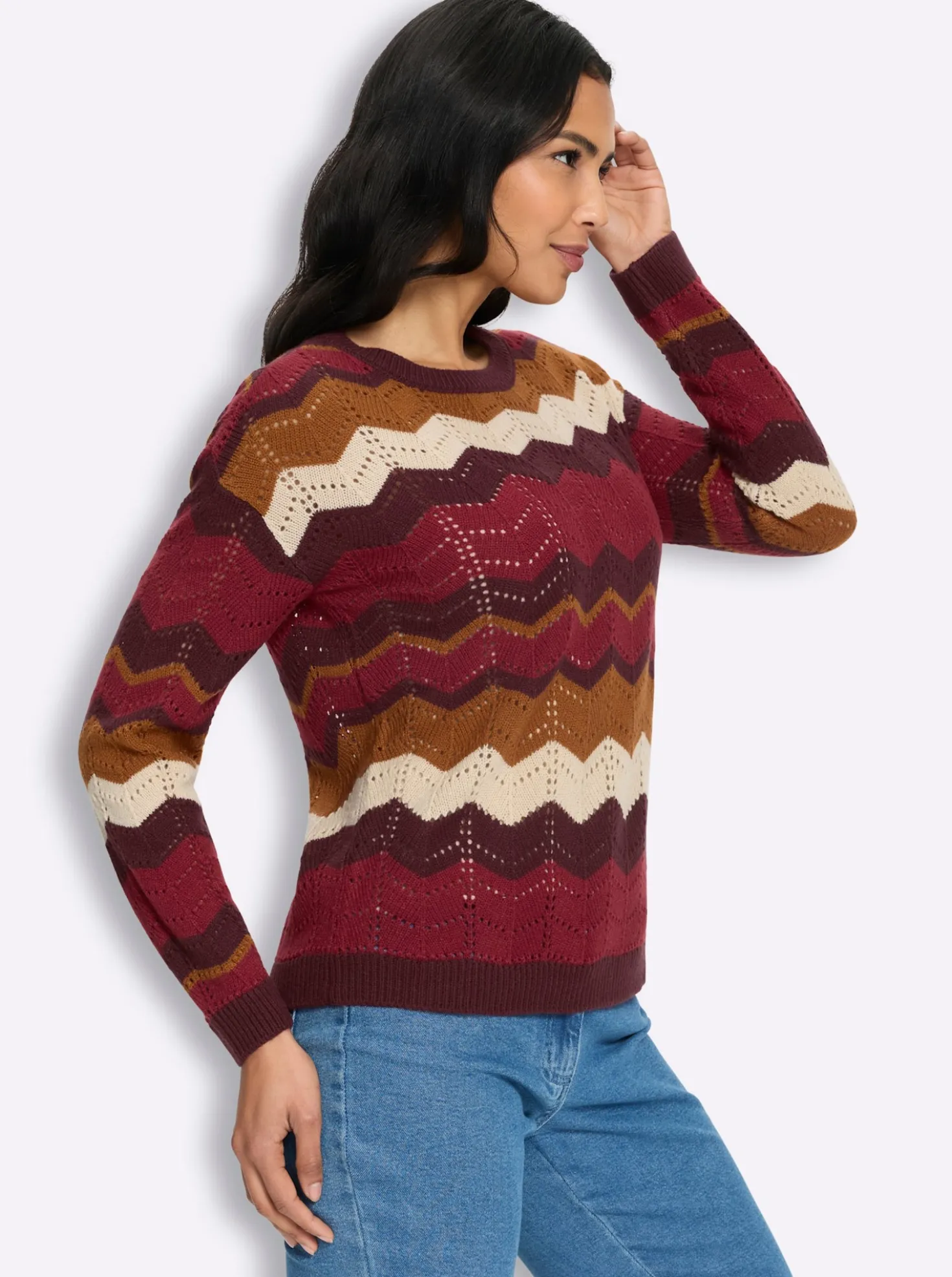 Ajourpullover im Zickzack-Muster