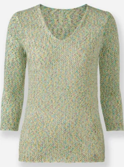 Ajourpullover in Multicolour-Bändchengarn