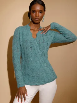 Ajourpullover in Wickel-Optik