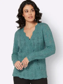 Ajourpullover in Wickel-Optik