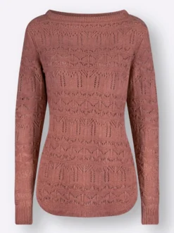 Ajourpullover mit abgerundetem Saum