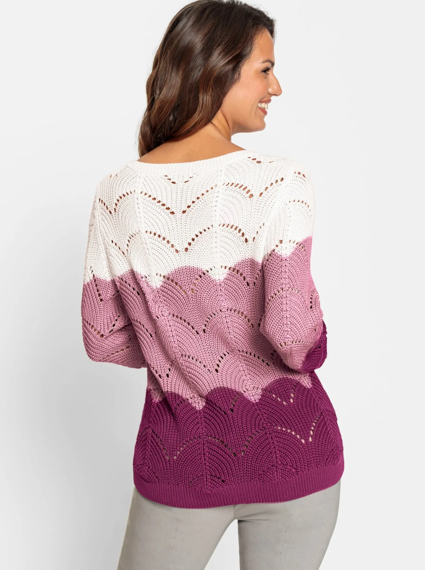 Ajourpullover mit Farbverlauf