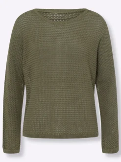 Ajourpullover mit Fledermaus-Ärmeln