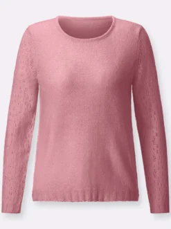 Ajourpullover mit gerippten Abschlüssen