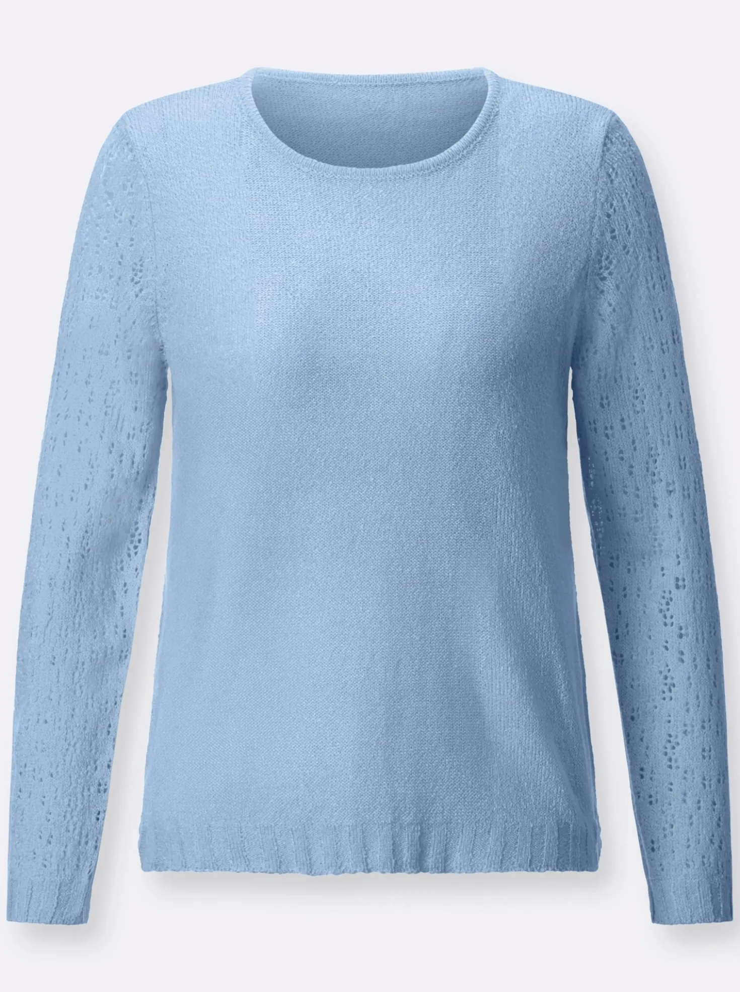 Ajourpullover mit gerippten Abschlüssen