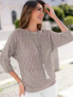 Ajourpullover mit Glitzersteinchen