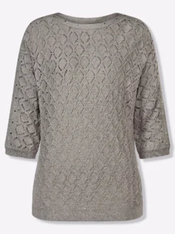 Ajourpullover mit Glitzersteinchen