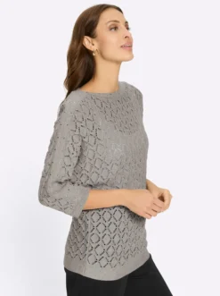 Ajourpullover mit Glitzersteinchen