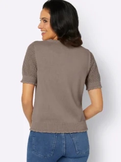 Ajourpullover mit kurzen Ärmeln