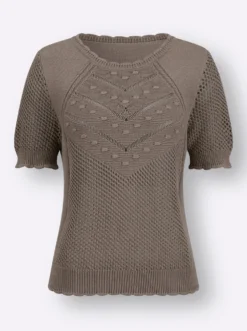 Ajourpullover mit kurzen Ärmeln