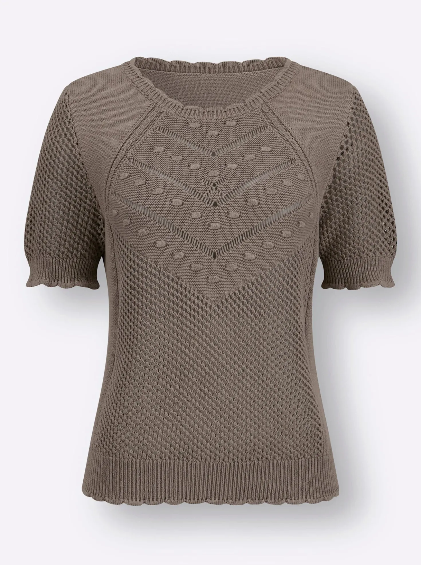 Ajourpullover mit kurzen Ärmeln