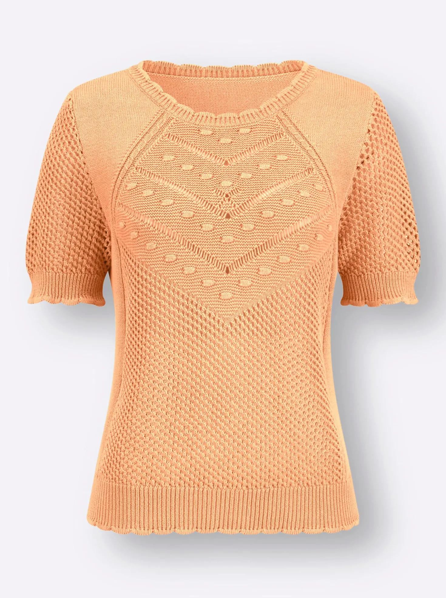 Ajourpullover mit kurzen Ärmeln