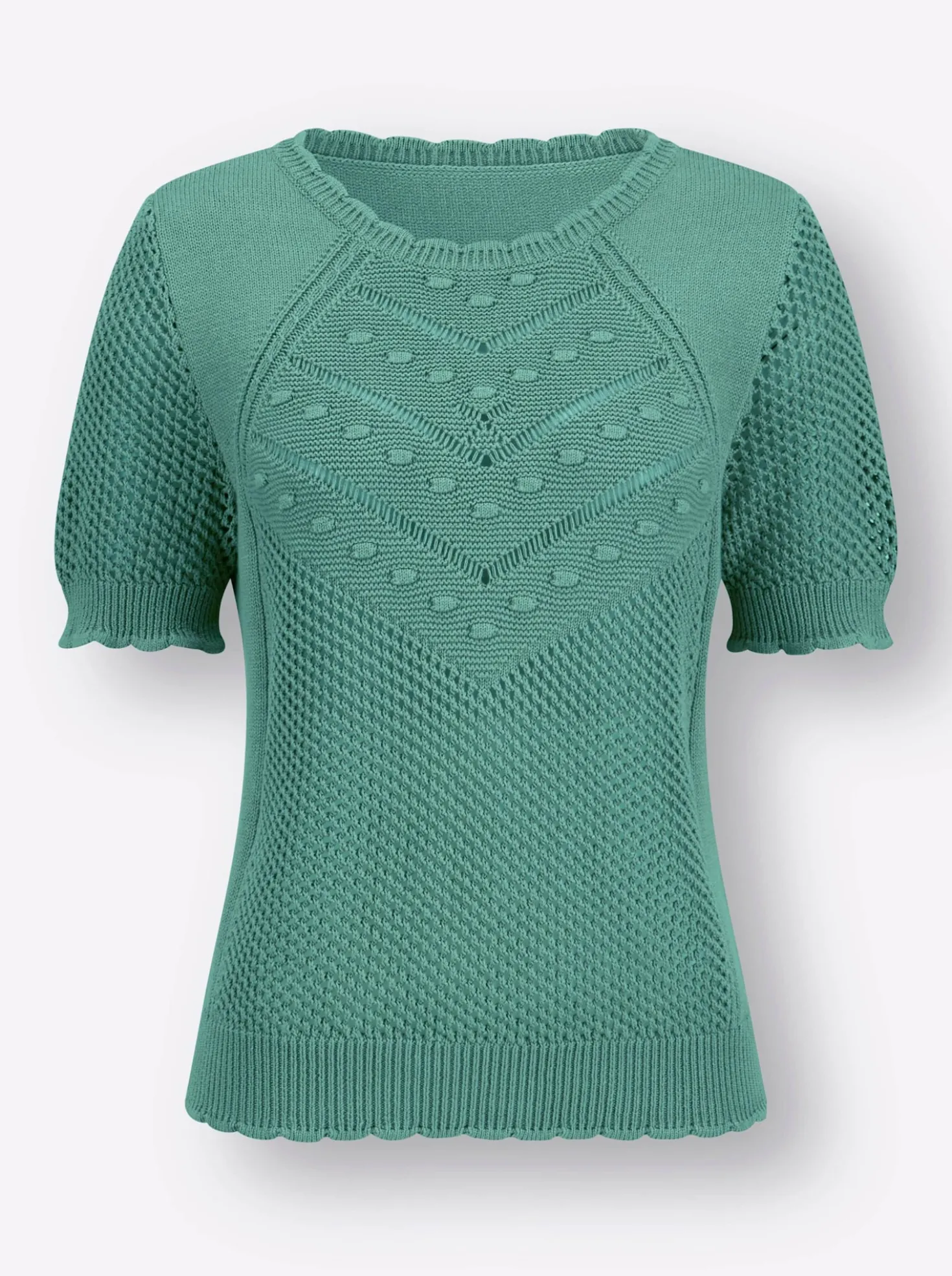 Ajourpullover mit kurzen Ärmeln