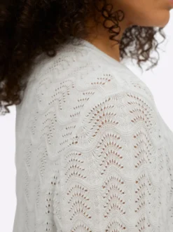Ajourpullover mit kurzer Knopfleiste