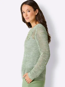 Ajourpullover mit Leinen-Anteil