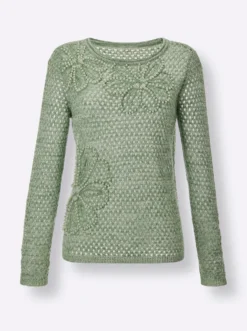 Ajourpullover mit Leinen-Anteil