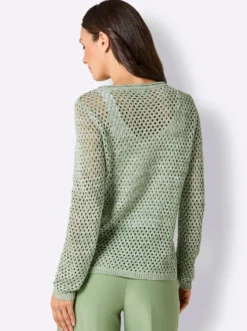 Ajourpullover mit Leinen-Anteil