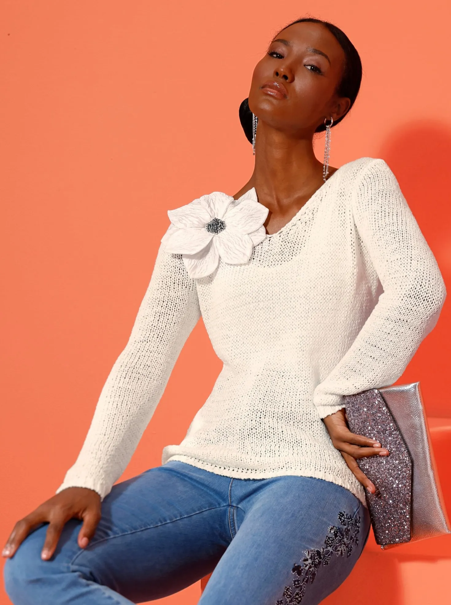 Ajourpullover mit Lyocell