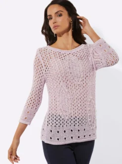 Ajourpullover mit Polyacryl