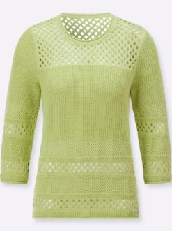 Ajourpullover mit Rollkanten