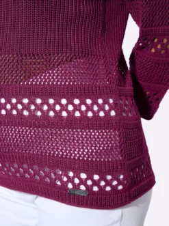 Ajourpullover mit Rollkanten