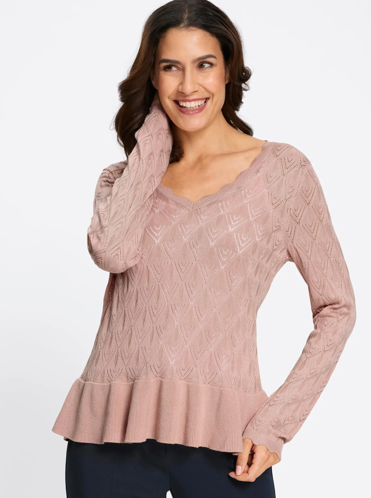 Ajourpullover mit Schößchen