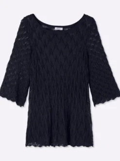 Ajourpullover mit 3/4-Trompetenärmeln