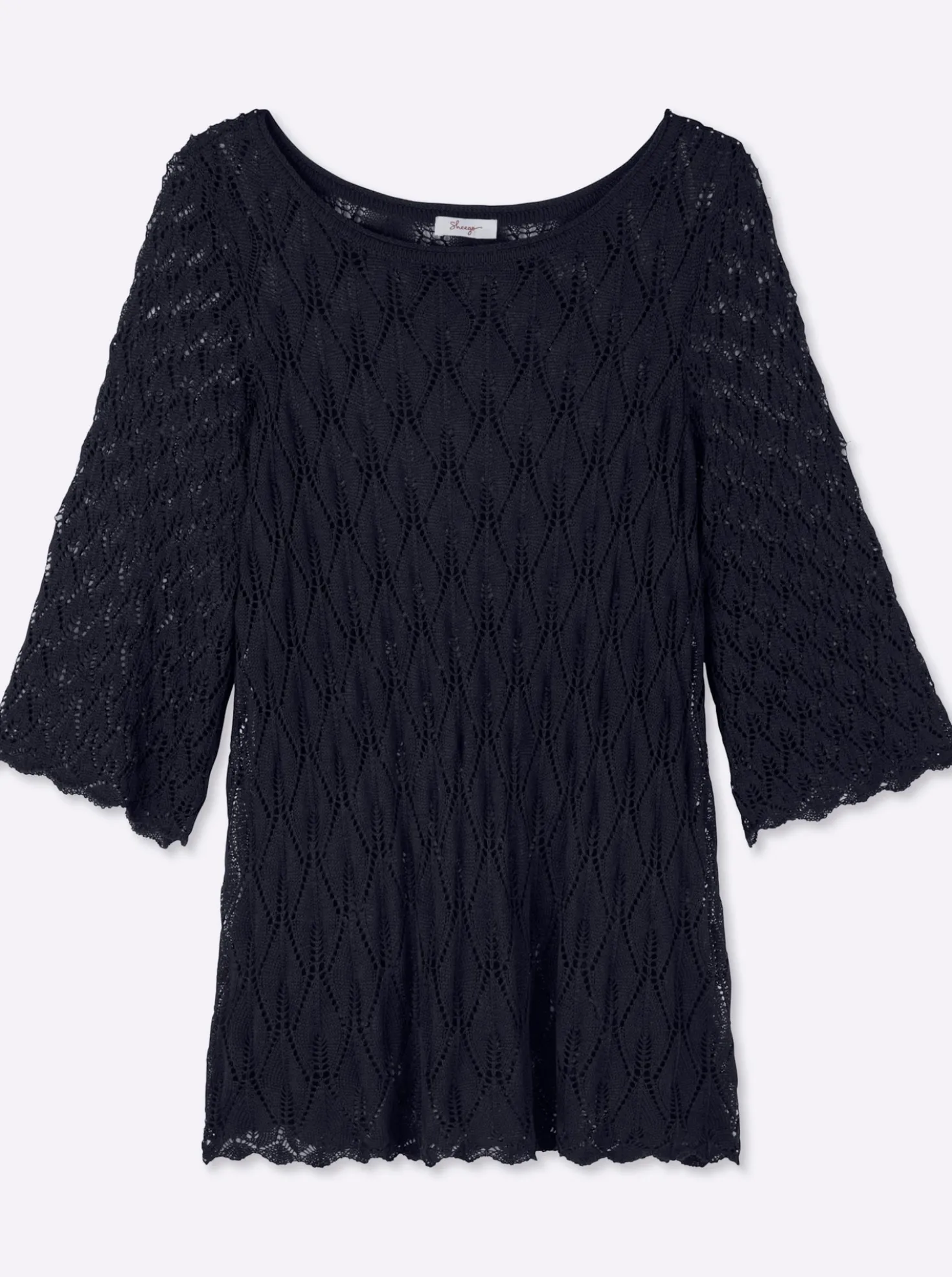 Ajourpullover mit 3/4-Trompetenärmeln