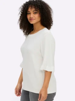 Ajourpullover mit Volantärmeln