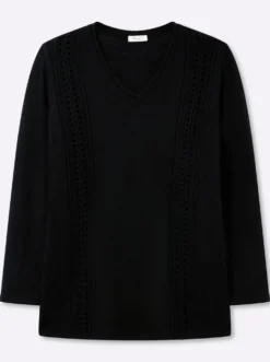 Ajourpullover mit Zopfmuster-Details