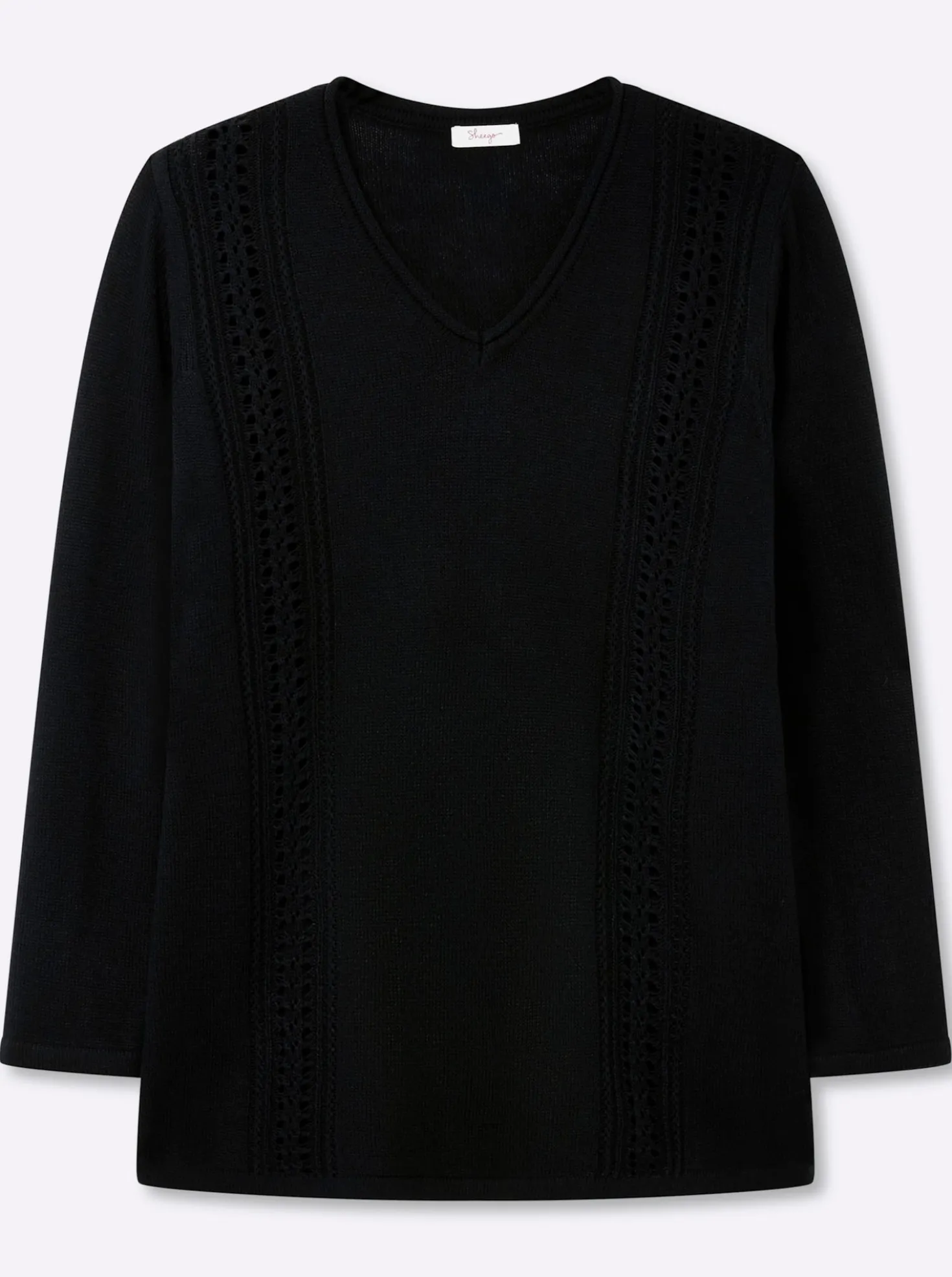 Ajourpullover mit Zopfmuster-Details