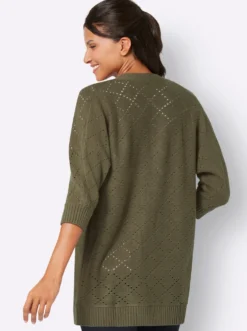 Ajourstrickjacke in offener Longform