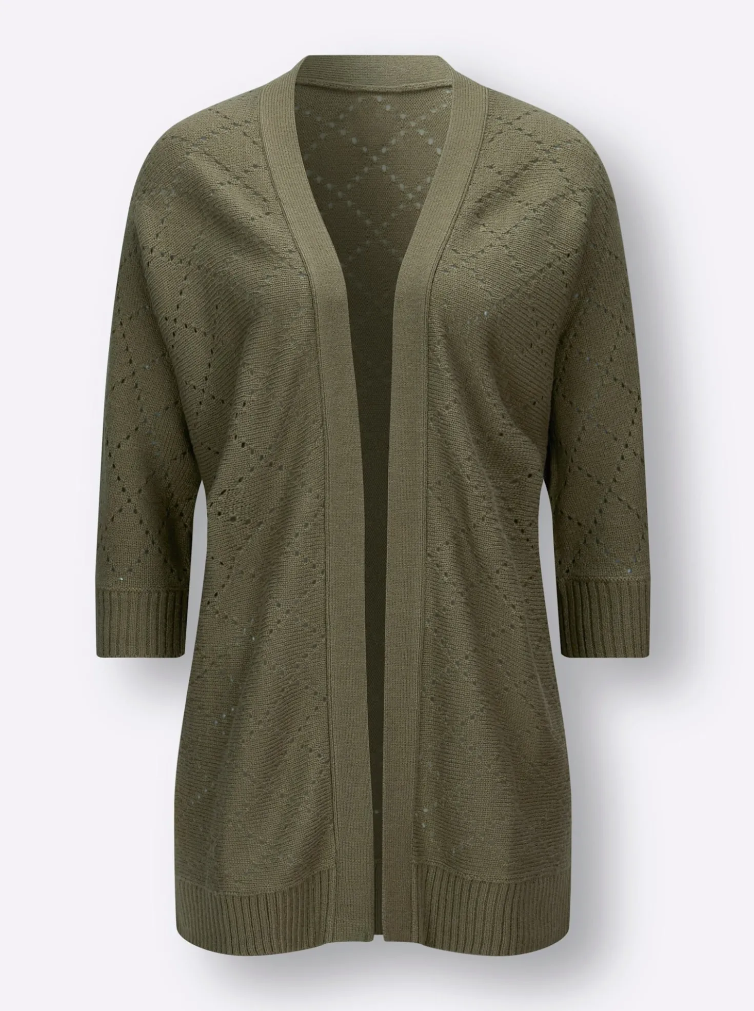 Ajourstrickjacke in offener Longform
