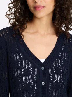 Ajourstrickjacke mit 3/4-Arm