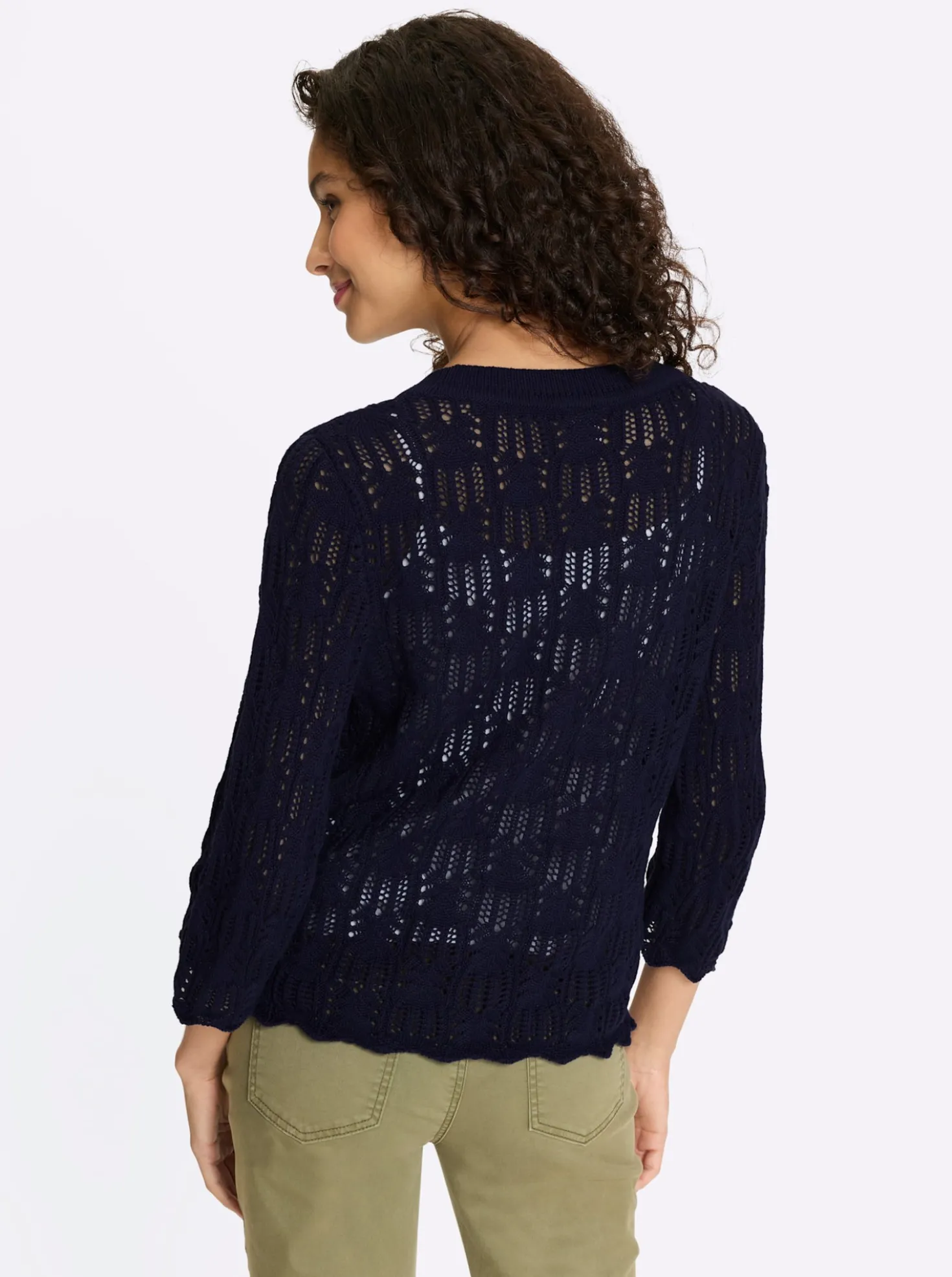 Ajourstrickjacke mit 3/4-Arm