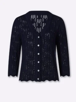 Ajourstrickjacke mit 3/4-Arm