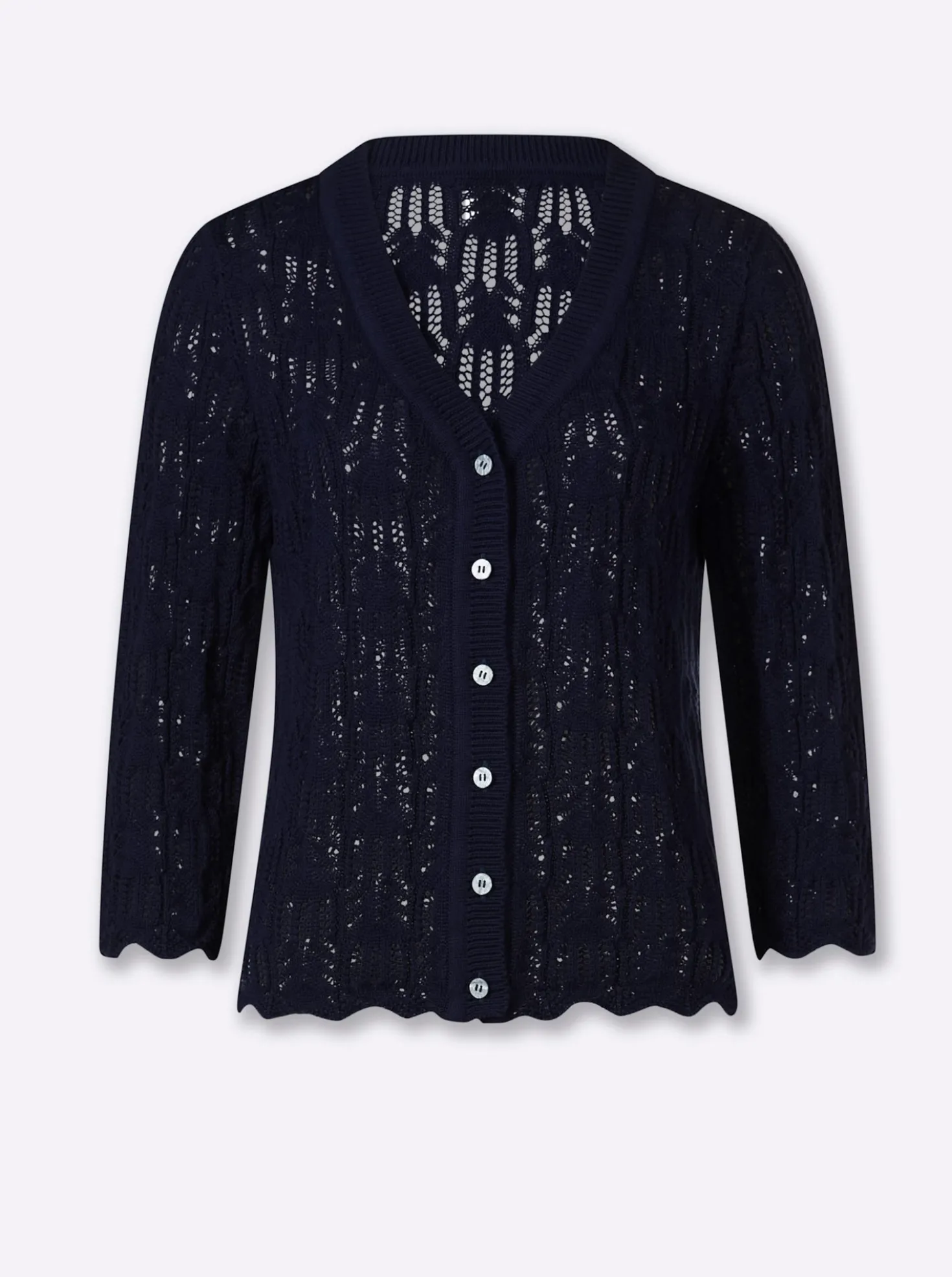 Ajourstrickjacke mit 3/4-Arm