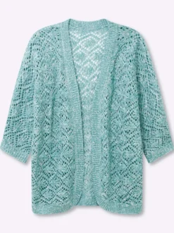 Ajourstrickjacke mit Fledermaus-Ärmeln