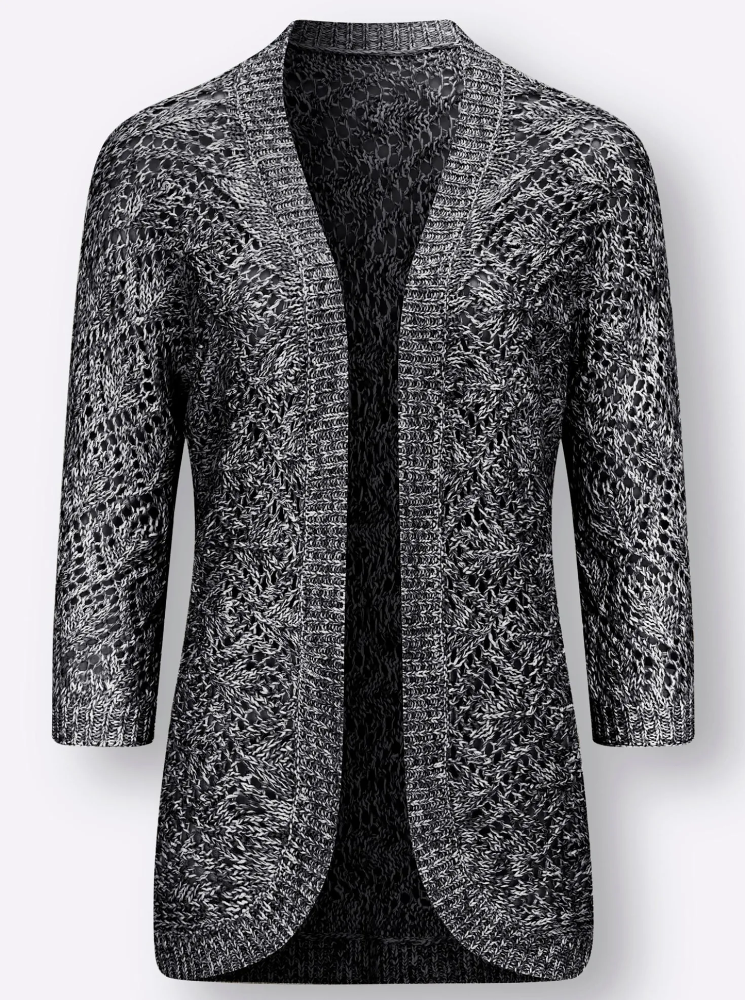 Ajourstrickjacke mit Fledermaus-Ärmeln