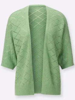 Ajourstrickjacke mit Fledermausärmeln
