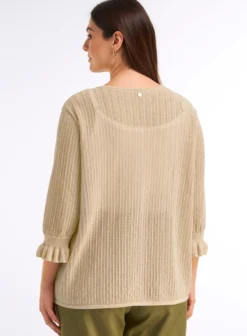 Ajourstrickjacke mit Glanzgarn-Effekt