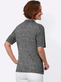 Ajourstrickjacke mit Taschen, aufgesetzt