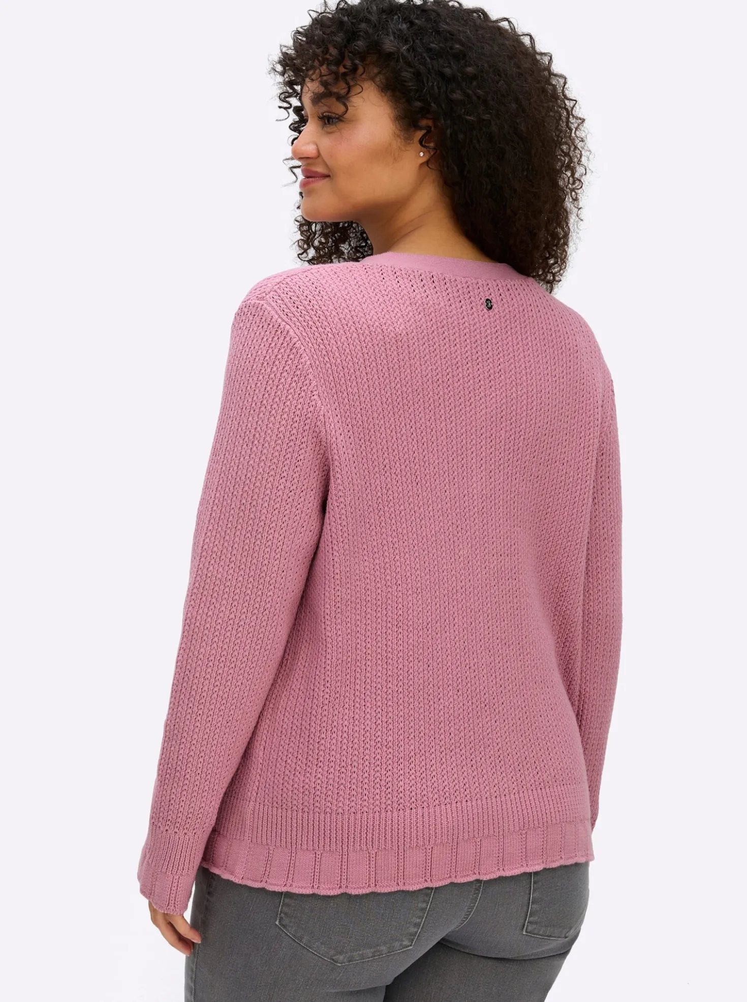 Ajourstrickjacke mit V-Ausschnitt