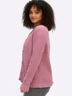 Ajourstrickjacke mit V-Ausschnitt