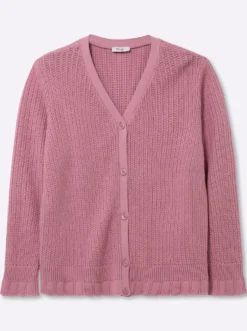 Ajourstrickjacke mit V-Ausschnitt