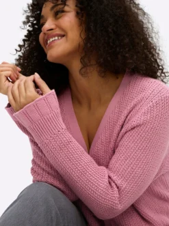 Ajourstrickjacke mit V-Ausschnitt